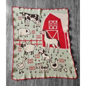 Baby Blanket Farm Animals by Green 3 Collection Made in USA Mint Red Lovey Throw